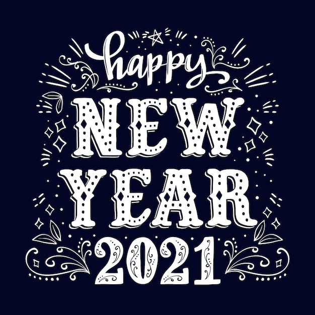 Free vector happy new year 2021 lettering