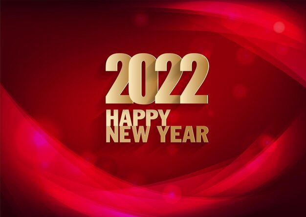 Happy new year 2022 background. golden shiny numbers with confetti and ribbons on black background. holiday greeting card design.