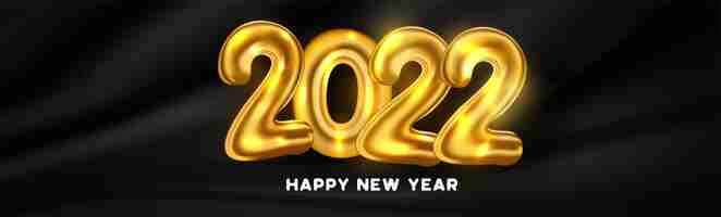 Free vector happy new year 2022 background template with golden balloons