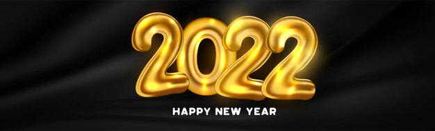 Happy New year 2022 Background Template with Golden Balloons