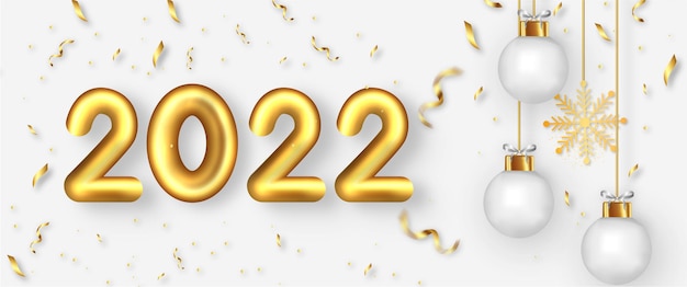 Vettore gratuito sfondo di felice anno nuovo 2022 con numeri di palloncini