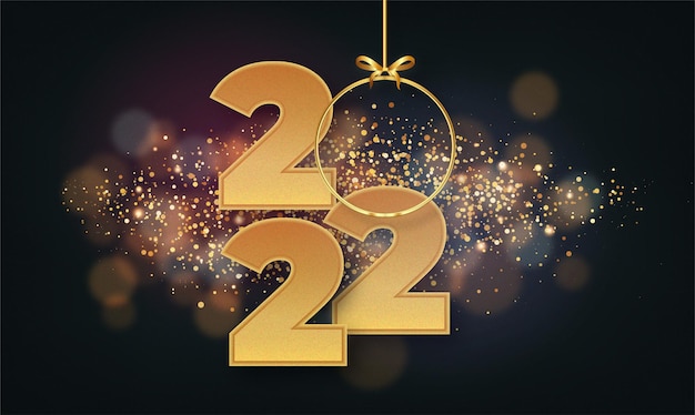 Free vector happy new year 2022 background with bokeh