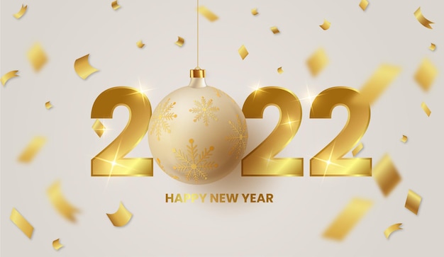 Happy new year 2022 background with christmas ball