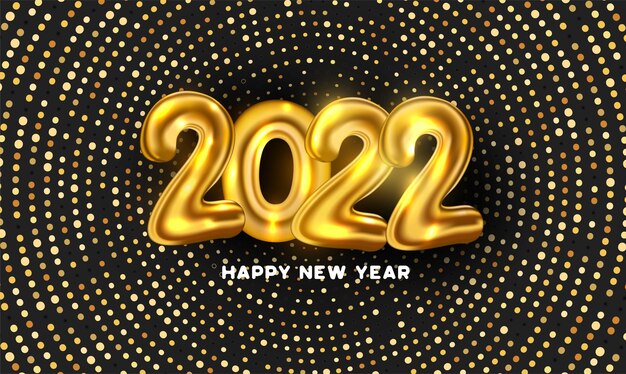 Happy new year 2022 background with golden dots