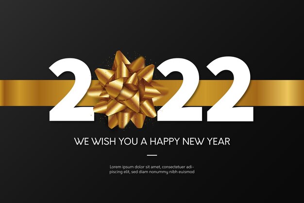 Happy New year 2022 background with Golden Ribbon
