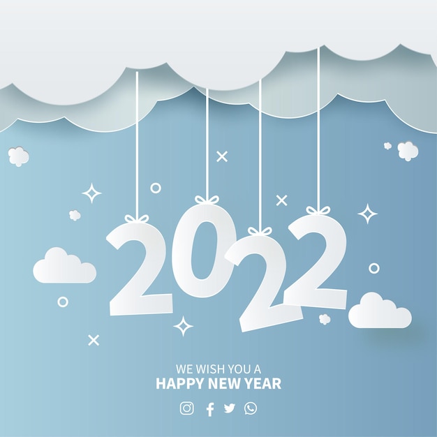 Papercut Desing으로 새해 복 많이 받으세요 2022 배경