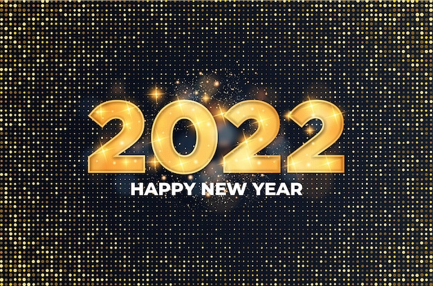 Felice anno nuovo sfondo 2022 con palloncini dorati realistici