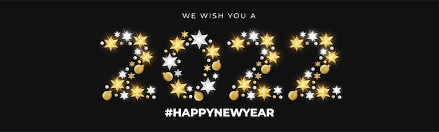 Happy new year 2022 Banner Background with Christmas Elements