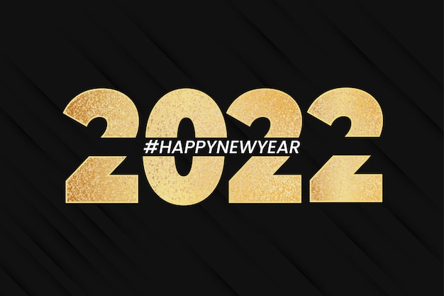Free vector happy new year 2022 banner background with elegant golden numbers