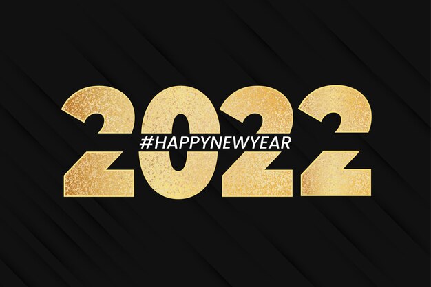 Happy new year 2022 banner background with elegant golden numbers