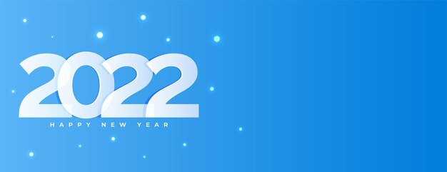 Happy new year 2022 blue banner in simple style