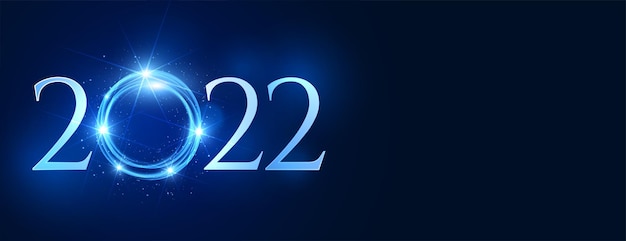 새해 복 많이 받으세요 2022 파란색 반짝이 텍스트 배너 디자인