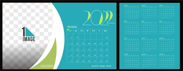 Free vector happy new year 2022 calendar - new year holiday design elements for holiday cards, calendar banner poster for decorations, vector illustration background.