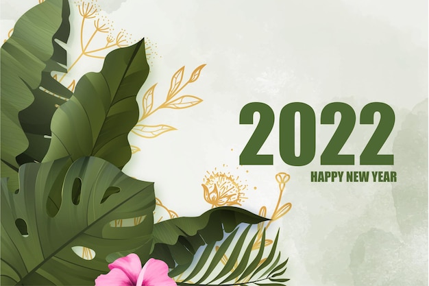 Happy new year 2022 card with nature style