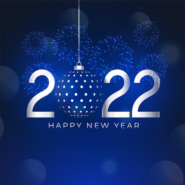 Vettore gratuito felice anno nuovo 2022 disegno di auguri di palla di natale