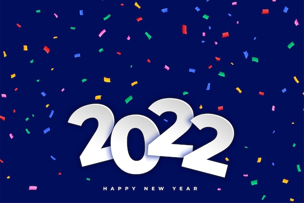 Free vector happy new year 2022 confetti celebration greeting background