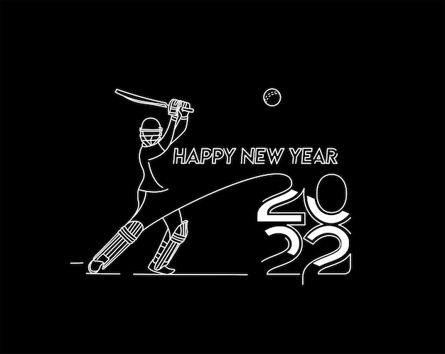 Free vector happy new year 2022 - cricket champions league background.