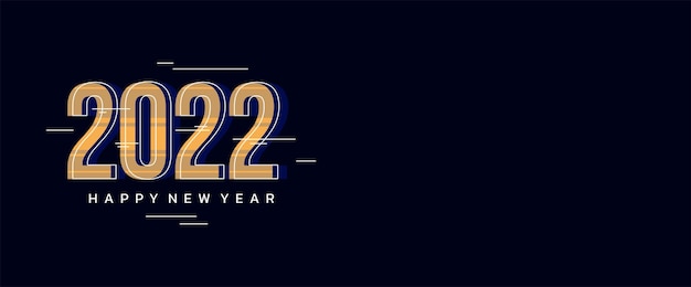 Happy new year 2022 dark navy background with golden teks banner vector design