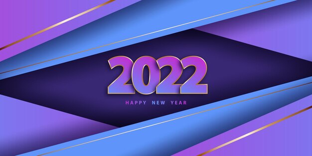 Happy new year 2022 festive background in paper style with 3d numbers