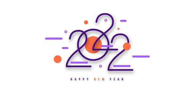 Happy new year 2022 festive background with colorful numbers and geometric shapes