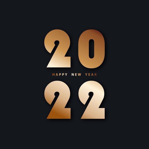 Happy new year 2022 festive black background with golden numbers