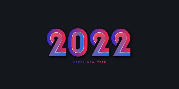 Happy new year 2022 festive black background with gradient 3d numbers