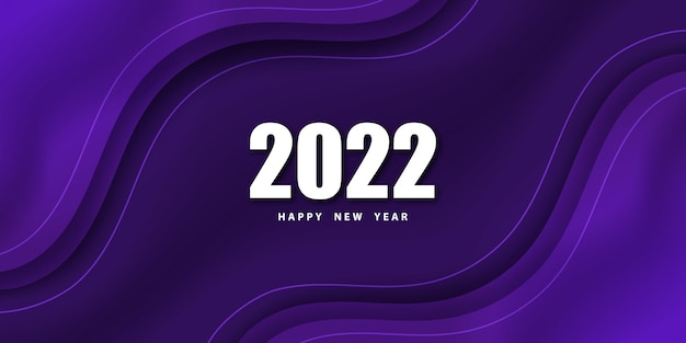 Happy new year 2022 festive violet paper cut background with white numbers