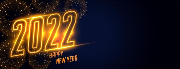 С новым годом 2022 фейерверк празднование блестящий золотой дизайн баннера