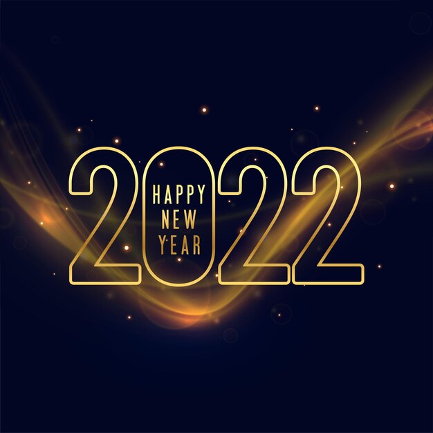 Happy new year 2022 flyer poster in golden style with light effect