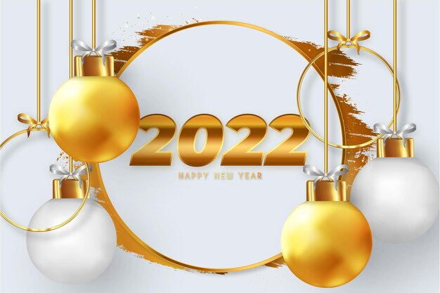 Happy new year 2022 frame with brush stroke background