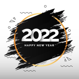 Happy new year 2022 frame with splatter background