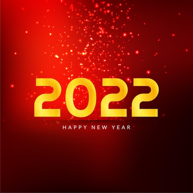 Free vector happy new year 2022 glitters red background vector