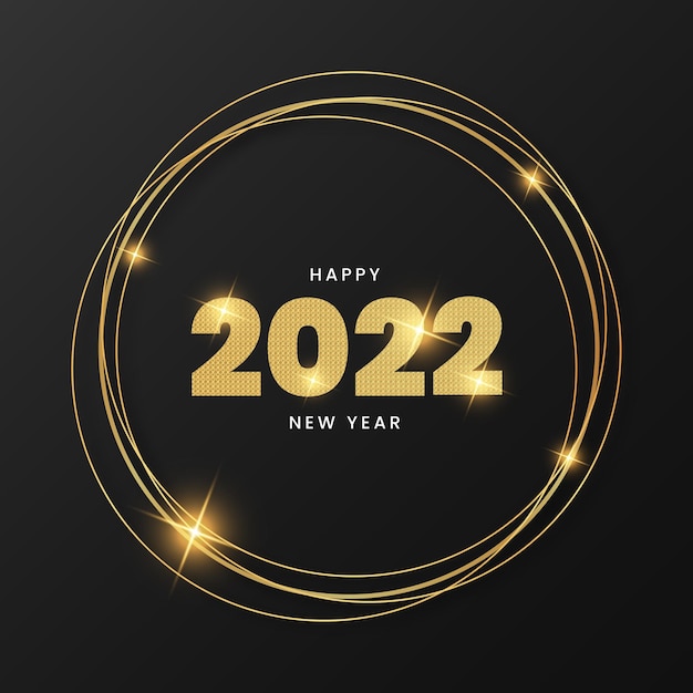 Happy new year 2022 golden frame background