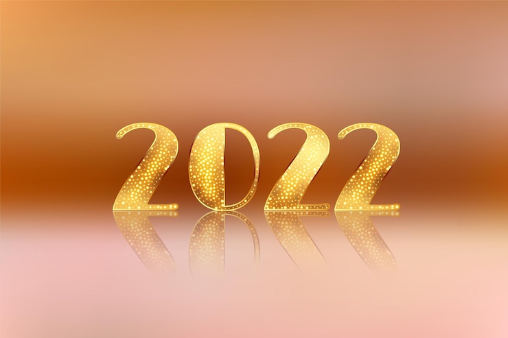 Free Vector happy new year 2022 golden style text background