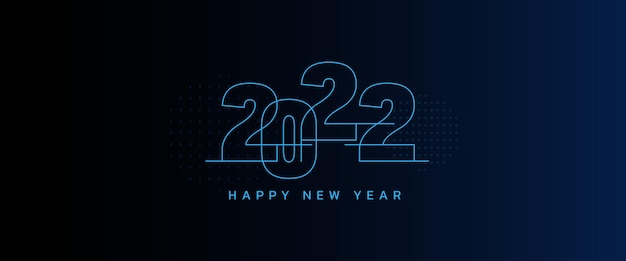 Happy new year 2022 gradient banner background with elegant style and light blue teks vector design