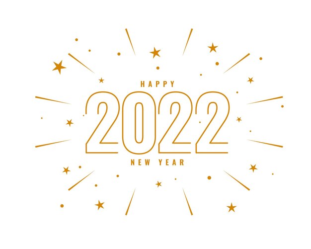 Happy new year 2022 line style celebration background