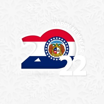 Happy new year 2022 for missouri on snowflake background.