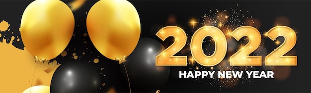 Happy new year 2022 post with realistic balloons