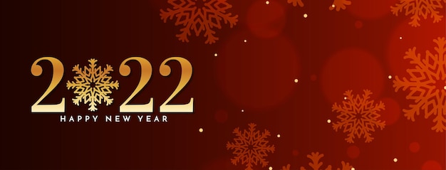 Happy new year 2022 red bokeh banner design vector