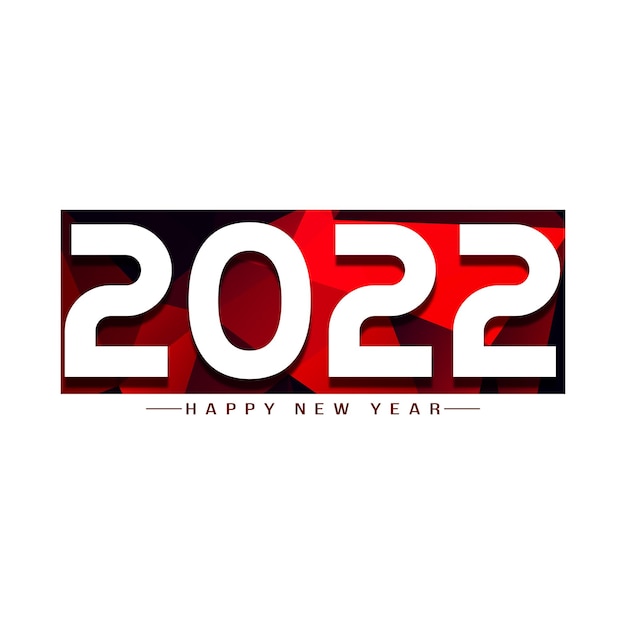 Happy new year 2022 red geometric block background vector