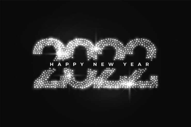 Free Vector happy new year 2022 silver glittering text numbers greeting design