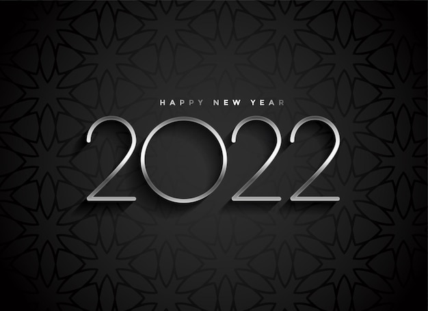 Free vector happy new year 2022 silver text on black background