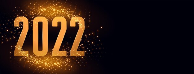 Happy new year 2022 sparkling burst golden celebration banner design