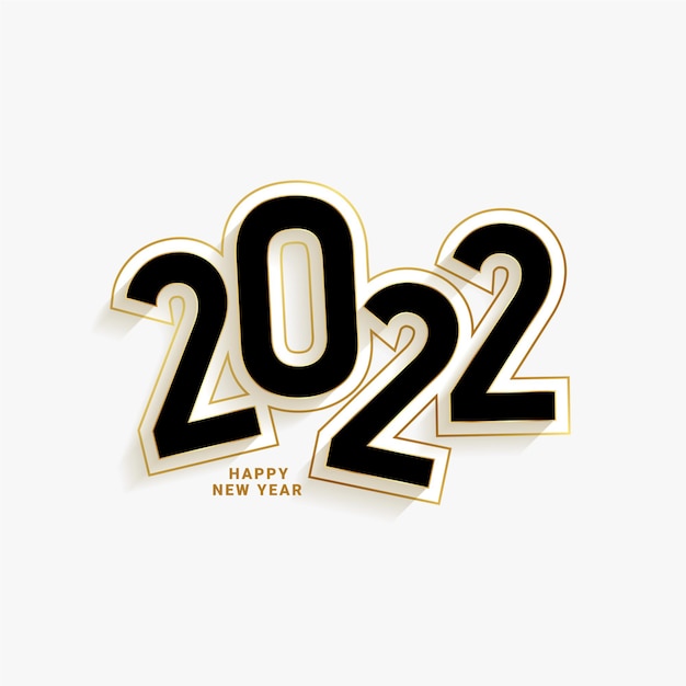 С новым годом 2022 стиль текста с золотыми линиями границы