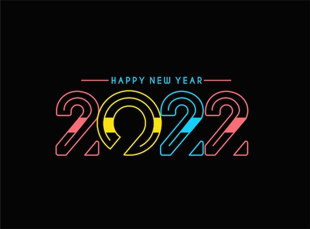 Free vector happy new year 2022 text typography design patter, vector illustration.