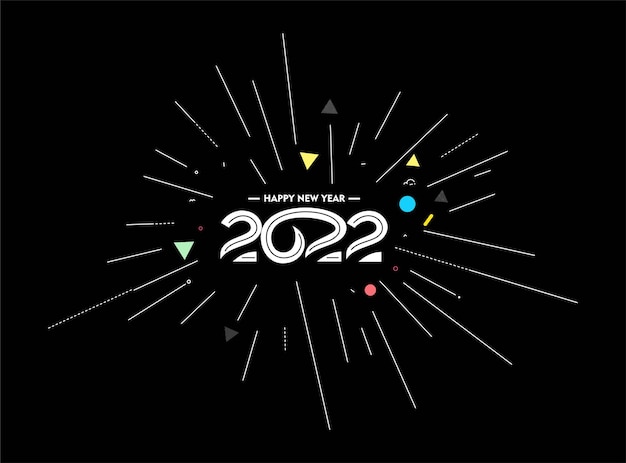 Free vector happy new year 2022 text typography design patter, vector illustration.