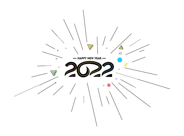 明けましておめでとうございます2022テキストタイポグラフィデザインパターン、ベクトルイラスト。