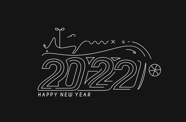 Happy New Year 2022 Text Typography Design Patter, Vector illustration.