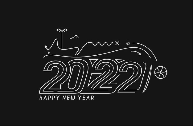 С Новым годом 2022 шаблон дизайна текста типографии, векторные иллюстрации.