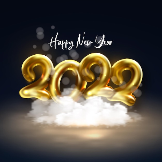 Happy new year 2022 winter holiday greeting card design template